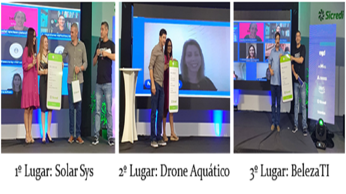 Registro de entrega do prêmio para as Startups vencedoras no Experience Day. Alegrete, 15 de dezembro de 2022.